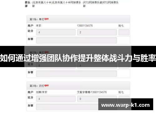 如何通过增强团队协作提升整体战斗力与胜率