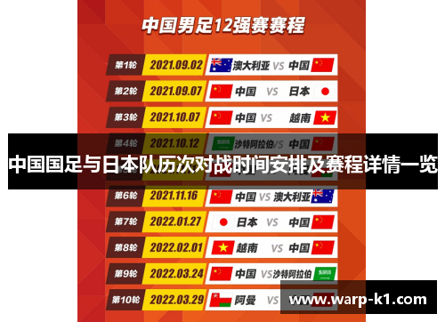 中国国足与日本队历次对战时间安排及赛程详情一览 中国国足与日本队历次对战时间安排及赛程详情一览